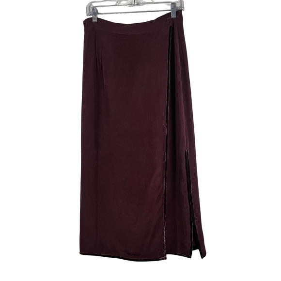 Silk Club Collection Dresses & Skirts - Silk Club Collection Maxi Skirt Women's Burgundy Velvet Trim 100% Silk Size 12